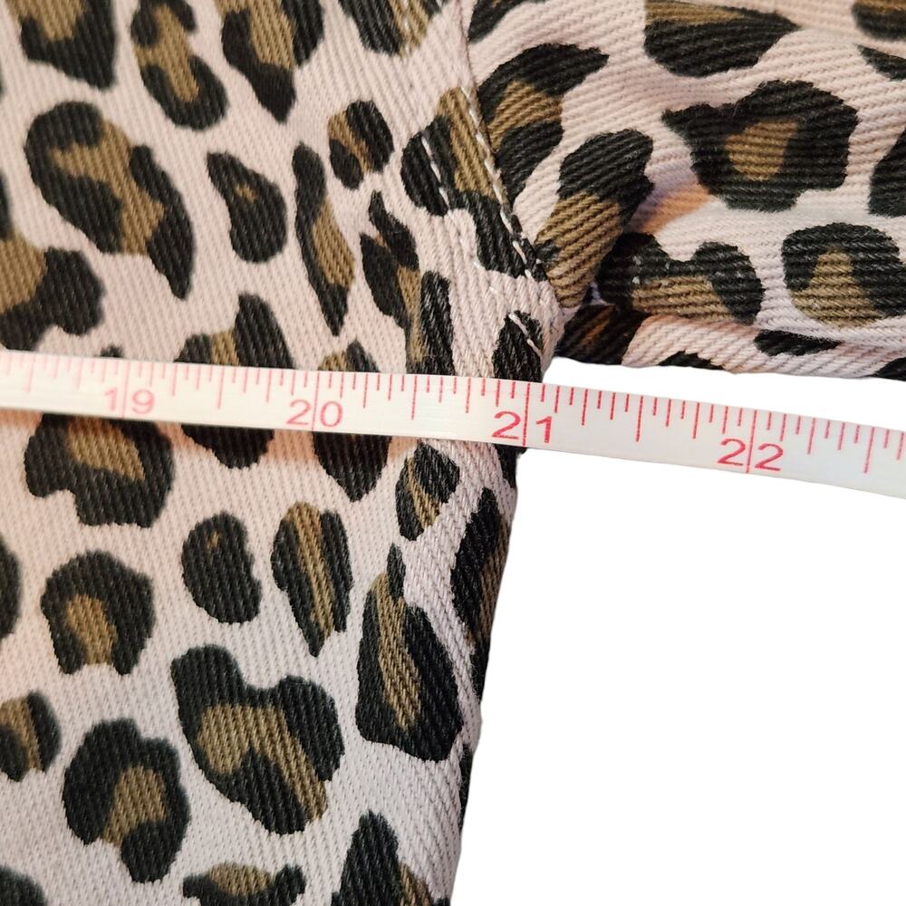 Le Lis Leopard Print Denim Jacket Button Front Si… - image 6